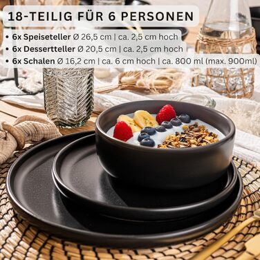 SÄNGER Madeira | Coffee Mug Set for 6 People, 6-Piece Stoneware Coffee Cups Set, Dishwasher-Safe and Microwave-Safe Teacup Set, Multifunctional Coffee Mug Black 350 ml | VALUE COLLECTION
