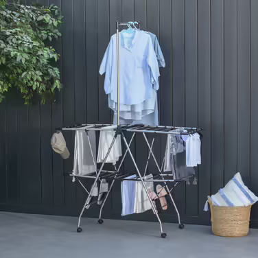 HOMCOM Clothes Rack with Telescopic Rods, Large Clothes Dryer 138.5x63x208cm, Foldable, Ideal for Large Laundry Room