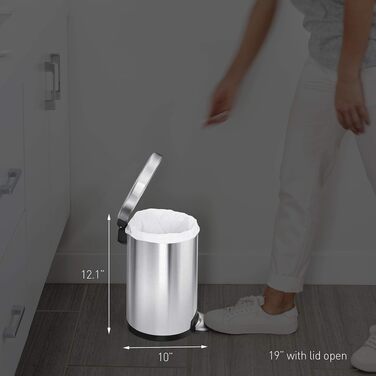 Сміттєвий відер з педаллю simplehuman CW1853CB, 4.5 л, круглий, нержавіюча сталь (латунь) для ванної кімнати, офісу та спальні