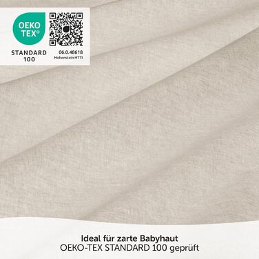 Набір постільної білизни для дитячого ліжечка MAKIAN, 100% бавовна, дихаюча, легка у догляді, Oeko-Tex, бежевий | 100x135 см, 40x60 см