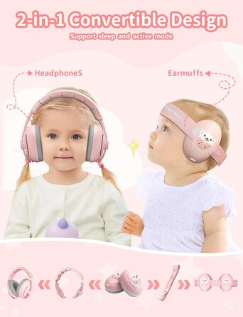 Навушники для дітей Baby Gehörschutz - 2-в-1, захист вух, зменшення шуму, регульоване наголов'я (Рожевий)