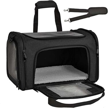 Транспортна сумка для котів та собак, складана переноска з сіткою, чорна