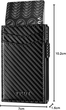 Кредитне портмоне VULKIT з RFID захистом, шкіряне, автоматична висувна картка, для карток та нотаток, чорне