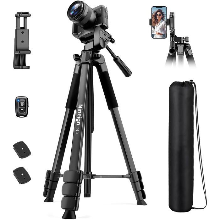 Штатив для камери Nineigh 172см, для смартфона з пультом, легкий, алюміній, 3-х секційний, для фото та відео