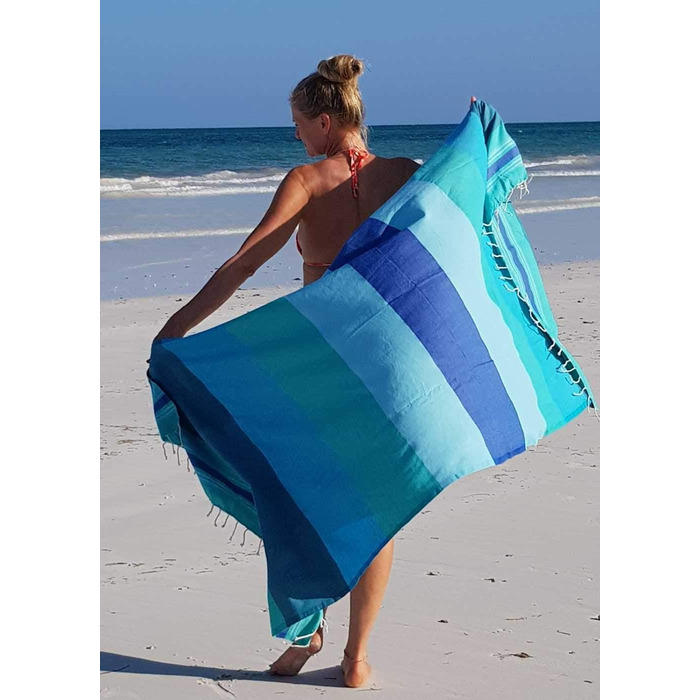 ZusenZomer Fouta Hamam Towel Women's XL 100x190 - Hammam Bath Towel Beach Towel Hammam Towel - 100% Combed Cotton Oeko-TEX - Fair Trade Hamam Towels (Sea Green) 100x190cm Sea Green
