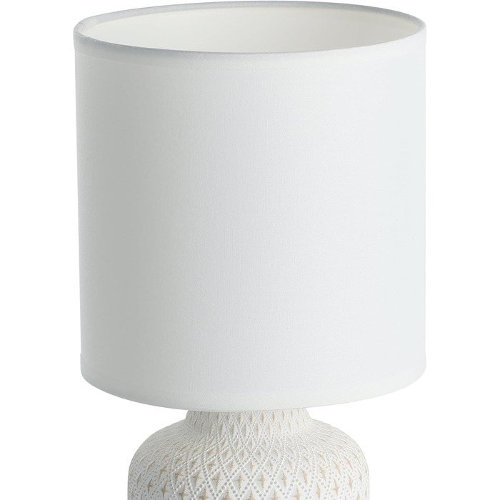 Настільна лампа EGLO Bellariva: кераміка кремового кольору, тканина білого кольору, з вимикачем, E14