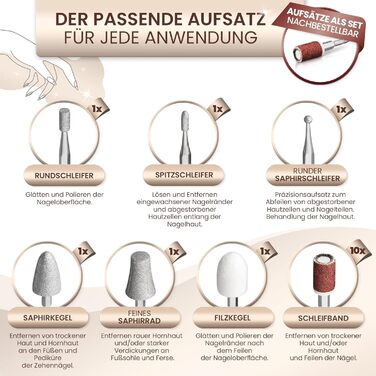 Набір для манікюру та педикюру Grundig електричний - 17 предметів, сапфірове насадки, LED-підсвічування, можливість повторного замовлення, електрична пилка для нігтів