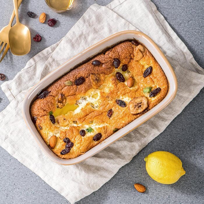 Casserole dish, PRESTI vancasso baking dish made of stoneware, 1-piece rectangular lasagna dish baking dish for bread, lasagna, pizza cake