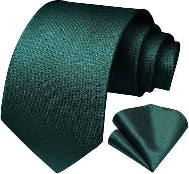 Чоловіча краватка HISDERN в клітку з нагрудною хустинкою, формальна класична краватка для весілля, темно-зелений колір