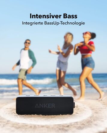Портативна Bluetooth колонка Anker SoundCore 2, Чорна: потужний звук, глибокий бас, 24 години роботи, водонепроникність IPX7, сумісна з iPhone, Galaxy