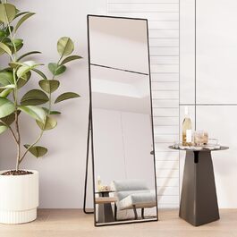 Large Standing Mirror with Black Metal Frame