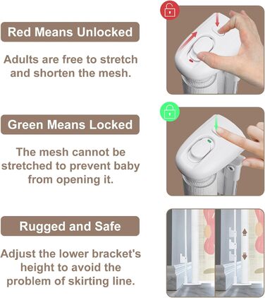 Захисний бар'єр для дитячих воріт, розтяжний, 0-140 см. Захист від падіння для дітей, котів та собак. Підходить для сходів, дверей, внутрішнього та зовнішнього використання. Розміри: 86x140 см