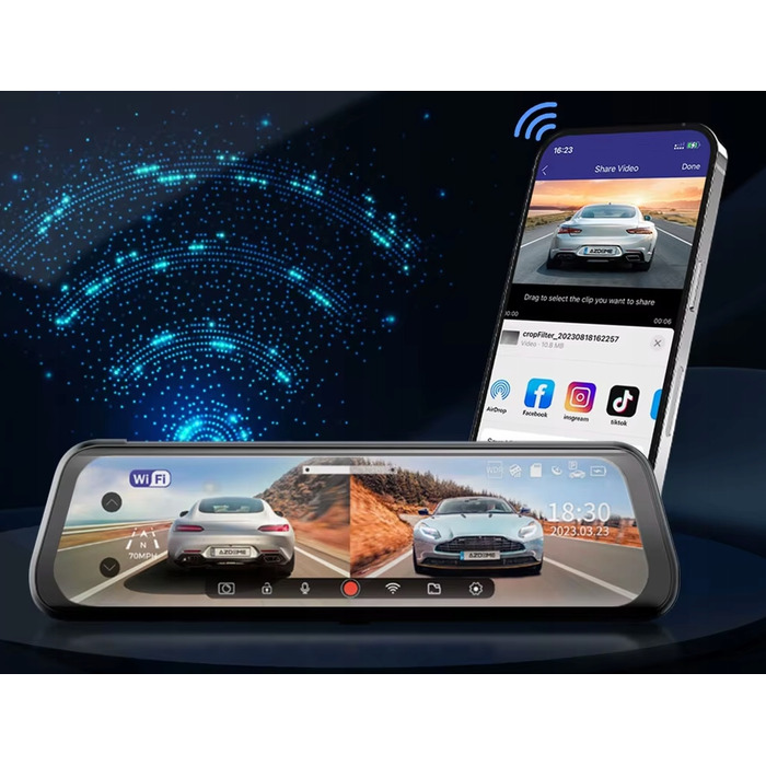 Автомобільний відеореєстратор-дзеркало 4K WiFi з новою камерою заднього виду
