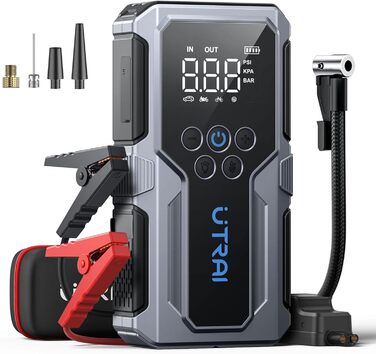 Powerbank для автомобіля UTRAI 4500A 15000mAh з компресором, швидка зарядка 18W, ліхтарик, пусковий пристрій для бенз. (до 8.5л) та диз. (до 6.5л) двигунів