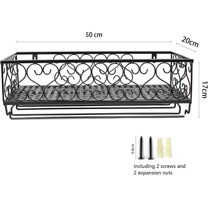 Стійка для винних та келих AcornFort® W-612 Metall – 18 пляшок та 18 келихів (50 x 20 см, Чорний)