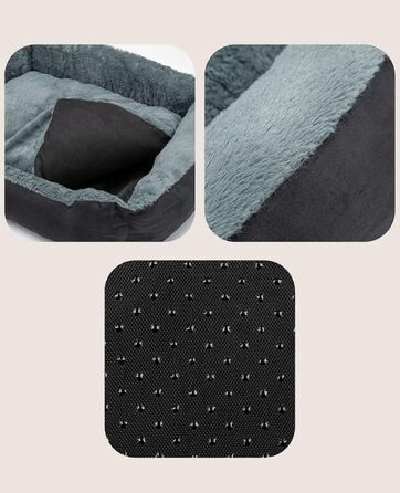 Ліжко для собак Lionto з двостороннім подушкою та неслизьким дном, міцне лежання для собак та котів будь-якого віку, 60x48 см, м'яке собаче ліжко, (Д 90 x Ш 70 x В 20 см (з нанесенням імені), чорний/сірий)