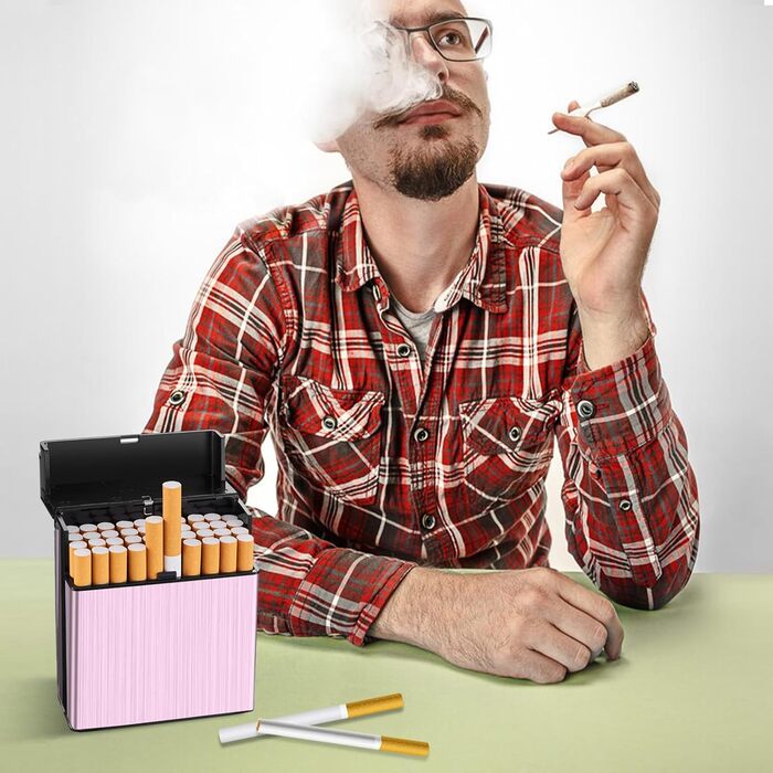 Металеве тютюнотримач на 40 сигарет, великий, з магнітною кришкою, рожеве золото, для чоловіків та жінок