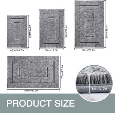 DUNSOO Non-Slip Bathroom Rug - Absorbent Microfiber Bath Mat for Shower, Tub & Toilet - 60x90cm