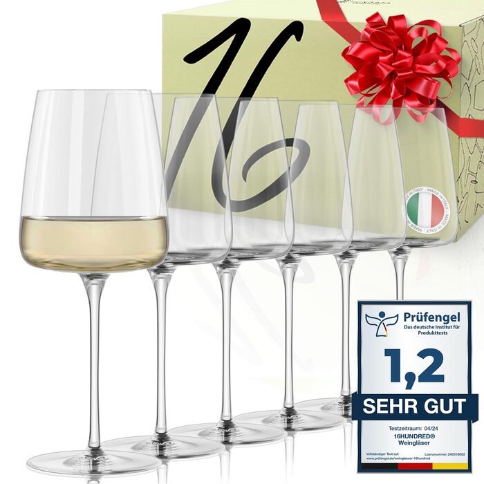 Набір склянок для білого та рожевого вина 16hundred® Moderne | 6 шт. | 450 мл | Італія