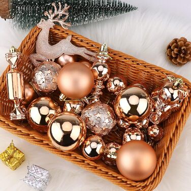 30 шт. Новорічні кулі Рожеве золото, прикраси для ялинки, 3см, 4см, 6см, міцні, для дому та святкування