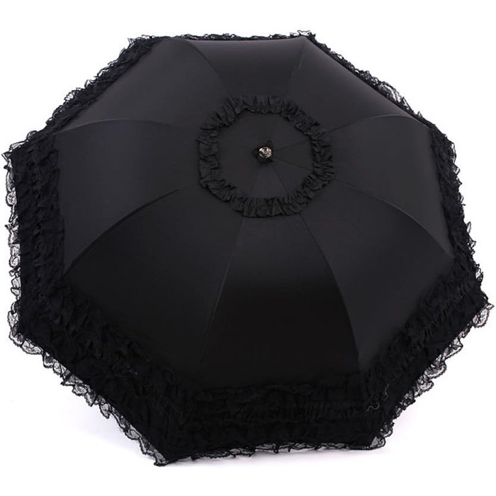 Жіночий дитячий парасолька від сонця та дощу FakeFace® з поліестеру, чорний, ручний, з UV-захистом