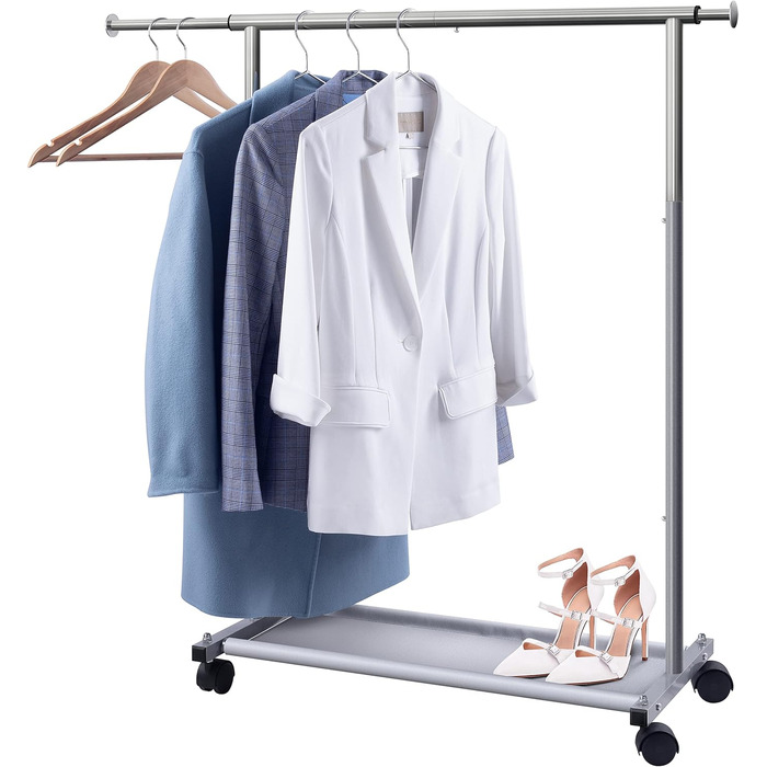 MISSLO Small Clothes Rack for Hanging Clothes, Rolling Garment Rod Stable for Kids, Toddler, Baby, Little Girls, Adults (Silver)