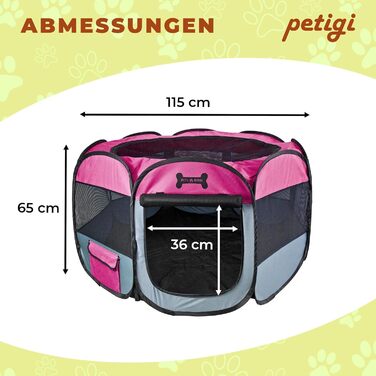 Вольєр для цуценят Petigi XL, 115x115x65 см, рожевий. Підходить для собак, кроликів, морських свинок, котів.