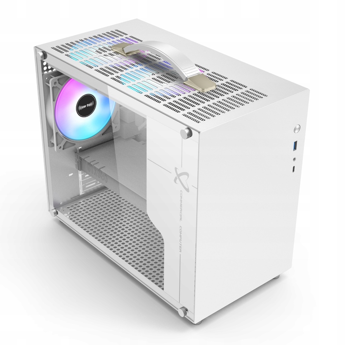 Корпус для комп'ютера Cube Case Micro-ATX, загартоване скло, RGB, білий
