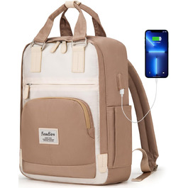 Шкільний рюкзак YAMTION для дівчат-підлітків, 15.6 дюймів: рюкзак для ноутбука, жіночий шкільний ранець з відділенням для ноутбука, для школи, університету, подорожей, роботи, офісу, кремовий