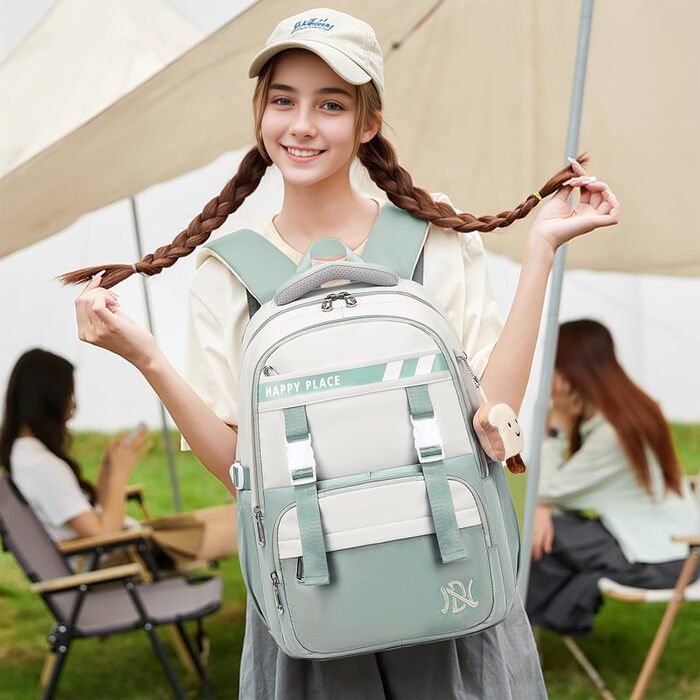 Шкільний рюкзак IvyH для дівчаток, водонепроникний, для 5-9 класів, з великою місткістю, зелений