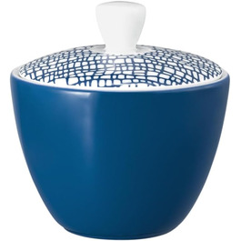Seltmann Weiden Life Fashion Classic Blue Sugar Bowl, 260 ml, Sugar Container with Lid, Modern Design with a Special Feel, Mix & Match Dishware, Porcelain, Blue/White