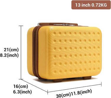Чемодан-валіза KONO з жорсткою оболонкою, 76x50x31 см, білий (жовтий, косметичка)