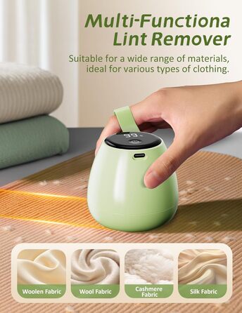 Електричний видальник пуху з 2 змінними лезами, 3 режими, LCD-дисплей, USB-зарядка для різних тканин