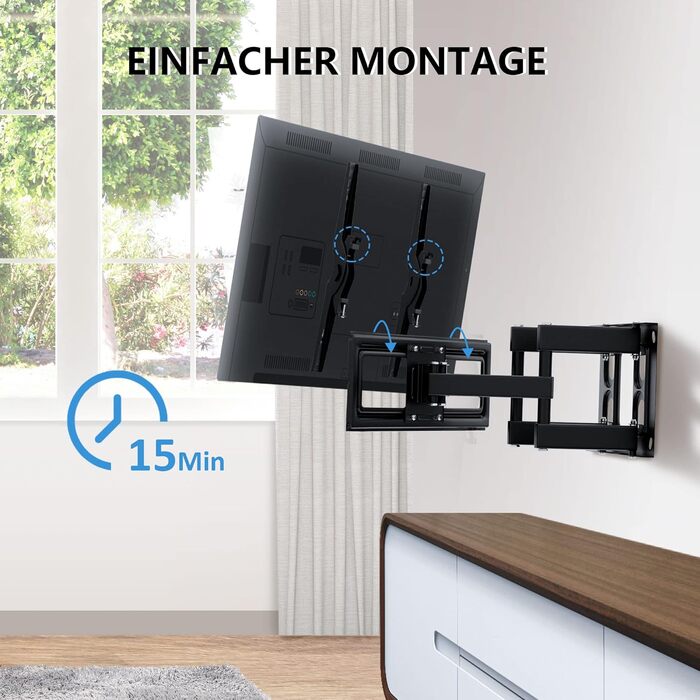 Кріплення для телевізора Ribelli® поворотне та нахильне, VESA 600x400mm, для 32-84 дюймів, до 50 кг, для телевізорів та моніторів (Flat & Curved)