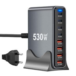 Зарядний пристрій USB-C 435W, 6 портів: для MacBook Pro/Air, iPad Pro/Air, Samsung та інших – чорний