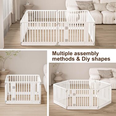 Вольєр для цуценят Gupamiga, розкладний вольєр для собак з дверцятами, білий (178x178 см), 8 шт.