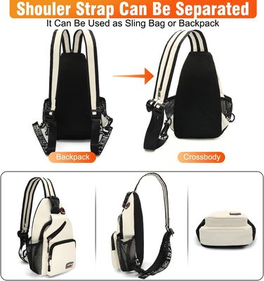 Сумка-слінг через плече, рюкзак для жінок та чоловіків з оксфордської тканини. Сумка через тіло, спортивна сумка, casual, для активного відпочинку, подорожей, покупок (Біла)