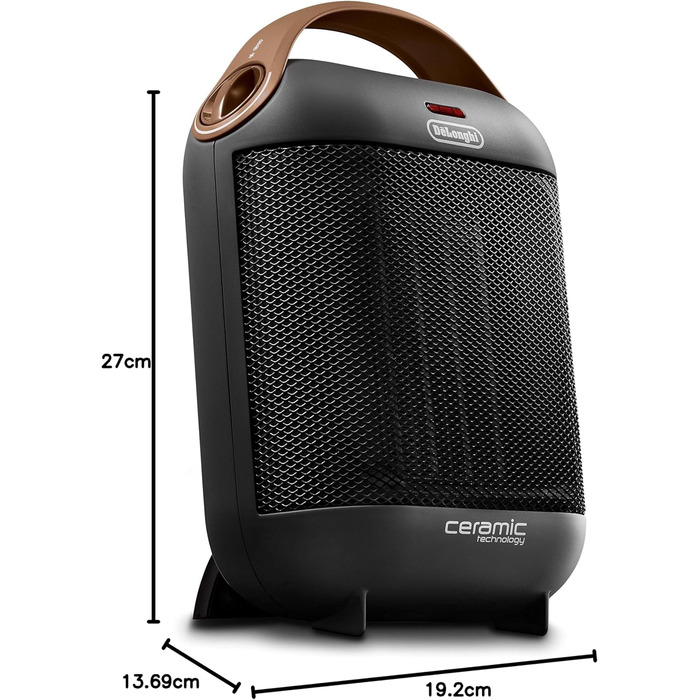Обігрівач керамічний De'Longhi HFX30C18.AG | Портативний обігрівач для швидкого обігріву | 2 режими | Функція захисту від замерзання | 1800 Вт | Сірий