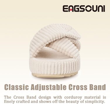 Жіночі домашні тапочки з Memory Foam, зручні, з перехресними ремінцями, антиковзні, для дому та сну, колір бежевий (37/38 EU)