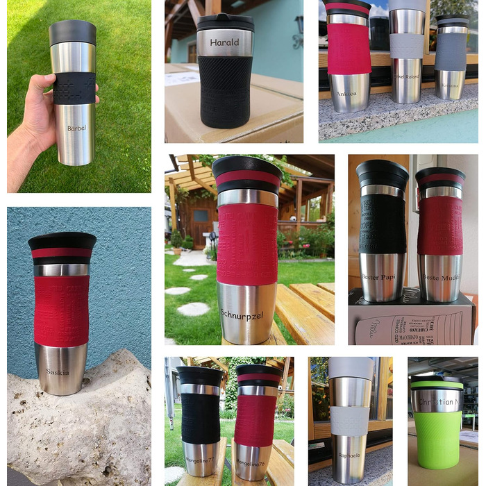 Термокружка Milu 450 мл з нержавіючої сталі, ізольована, без витоку, для кави з собою, автотермос, travel mug (з можливістю гравіювання, сірий)