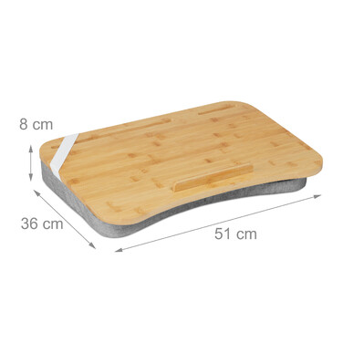Relaxdays Gray Laptop Pillow with Bamboo Tray