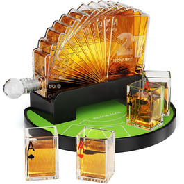 Набір для віскі Kollea Blackjack: Декантер 37,2 Oz та 4 келихи, стиль Казино, подарунок для чоловіків
