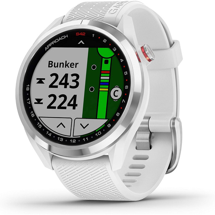 Годинник GPS Garmin S42 для гольфу, дорослий, унісекс, сірий/чорний, 43,4 x 43,4 x 11,7 мм