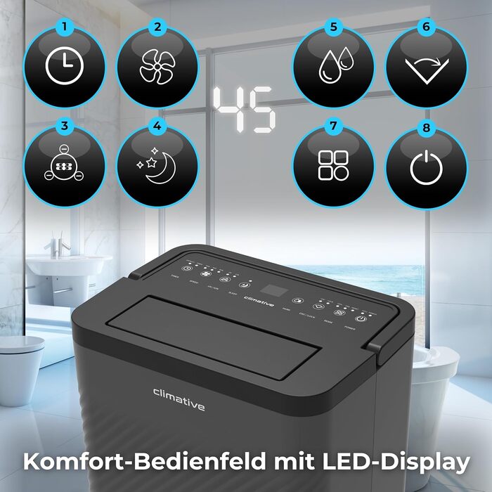 Електричний осушувач повітря Climative ION 12L/24h з Wi-Fi та очищувачем повітря для дому, квартири, ванної кімнати. Зменшує вологість та запобігає появі плісняви до 20м². (Nexi 12)