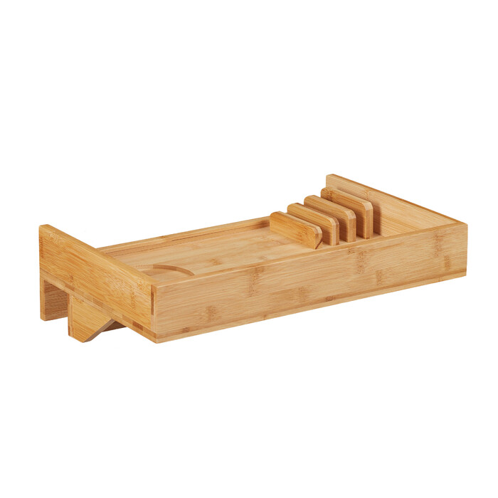 Relaxdays Bamboo Bedside Table with Organizer