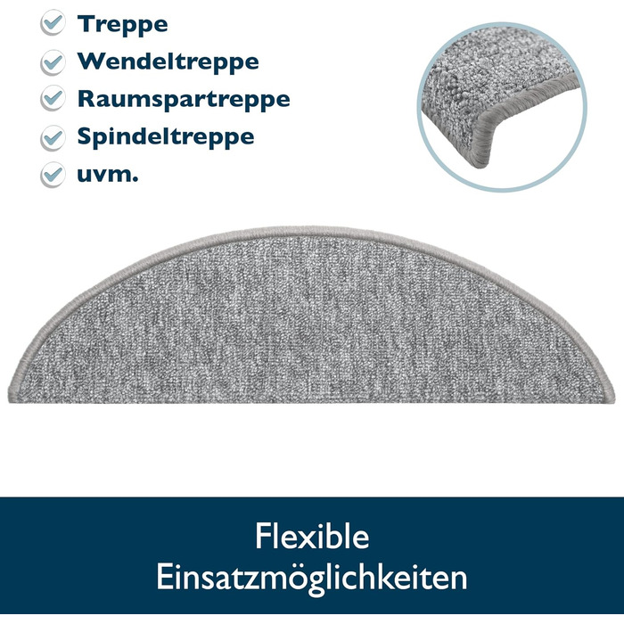 Килимок на сходи Beautissu ProStair 55x15 см (15 шт.) - сірий, самоклеючий, для вузьких сходів