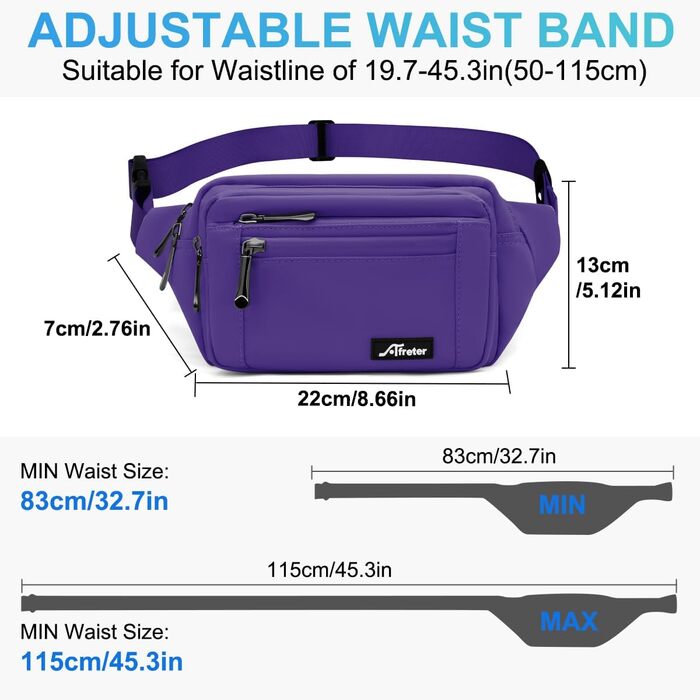 Гірчатка на пояс для жінок та чоловіків, водонепроникна, з тримачем для пляшки, універсальна, для піших прогулянок, вигулу собак, активного відпочинку (A-лілова)