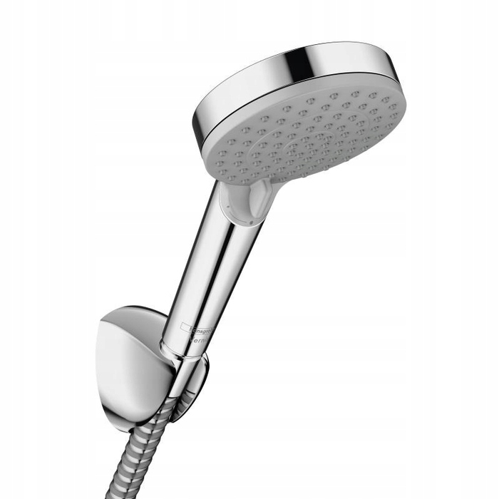 Душова лійка Hansgrohe кругла, срібляста, зі шлангом 160 см, EcoSmart