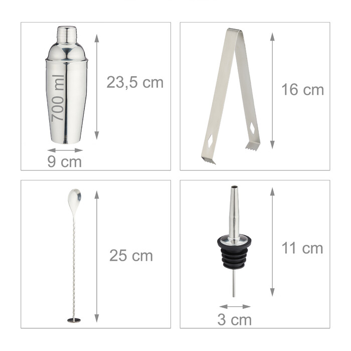 Relaxdays 16-Piece Cocktail Set with Stand