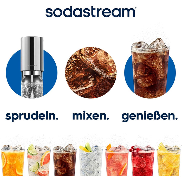 Sodastream Enso Premium - Сифон для газування води з нержавіючої сталі, пляшка 1л BPA-free, циліндр CO2 Quick Connect, срібний